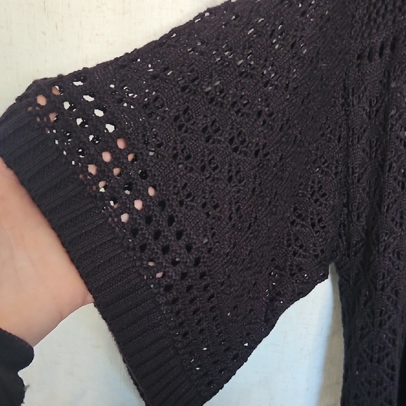 Maurices Black Open-Knit Cardigan - Picture 8 of 9